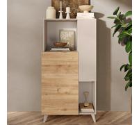 milan wooden highboard with 2 doors in cashmere and cadiz oak