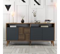 milan wooden sideboard with 4 doors in walnut and anthracite