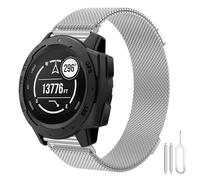 Milanais Strap for Garmin Instinct 2, Double Magnetic Stainless Steel Metal Replacement Wristbands Classic Strap for Garmin Instinct, Instinct Tactical, Instinct Tide, Instinct Solar, silver, Classic