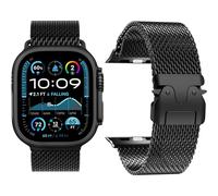 Milanese Loop Band Compatible with Apple Watch Bands Ultra 3/2/1 49mm 46mm 45mm 44mm for Women Men, Parachute-style Buckle Metal Mesh Breathable Strap for iWatch Series 11 10 SE 9 8 7 6 5 4