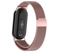 Milanese Magnetic Straps for Xiaomi Smart Band 10/9/8 Strap Men Women,Magnet Stainless Steel Mesh Metal Bracelet Adjustable Waterproof Replacement Sport Wristband Band for mi Band 10/9/8, Rose pink
