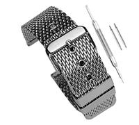 Milanese Mesh Watch Bracelet | 18mm 20mm 22mm | Silver Stainless Steel | Milanaise Shark Mesh Dive Strap | Mirror Polished Buckle & Fittings | Spring Bars & Tool Included