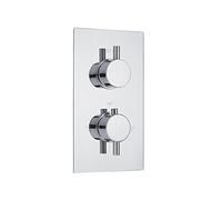 MILANO 1 Outlet Twin Thermostatic Concealed Mixer Shower Valve Chrome | Brass Construction. Round Handles. Thermostatic Operation. Contemporary Style. Suitable For All Plumbing Systems.