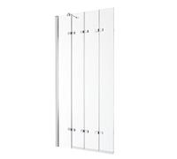 MILANO 1400 x 800mm Chrome Shower Bath Folding Glass Screen | Toughened Glass Panel. Folding Design. Aluminium Profile. Contemporary Style. Suitable For Straight Baths. Fixings Included.