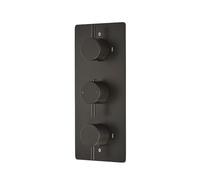 MILANO 2 Outlet Triple Thermostatic Concealed Mixer Shower Valve Black | Brass Construction. Round Handles. Thermostatic Operation. Contemporary Style. Suitable For All Plumbing Systems.