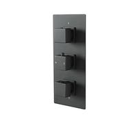 MILANO 2 Outlet Triple Thermostatic Concealed Mixer Shower Valve Black | Brass Construction. Square Handles. Thermostatic Operation. Contemporary Style. Suitable For All Plumbing Systems.