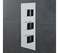 MILANO 2 Outlet Triple Thermostatic Concealed Mixer Shower Valve Chrome | Brass Construction. Square Handles. Thermostatic Operation. Contemporary Style. Suitable For All Plumbing Systems.