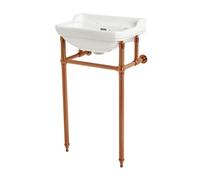 MILANO 2 Tap Hole Bathroom Basin Sink Copper Washstand 500 x 350mm | Ceramic Basin. Stainless Steel Washstand. Traditional Style. Floorstanding Design. Fitted With 2 Tap Holes.