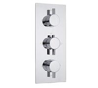 MILANO 3 Outlet Triple Diverter Thermostatic Mixer Shower Valve Chrome | Brass Construction. Round Handles. Thermostatic Operation. Contemporary Style. Suitable For All Plumbing Systems.