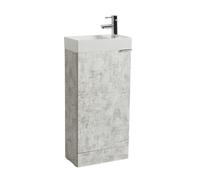 MILANO 400mm Grey Bathroom Vanity Unit Chrome Finger Pull Handle | Engineered Wood Unit. Ceramic Basin. Contemporary Style. Floorstanding Design. Decorative Handles. Assembly Required.