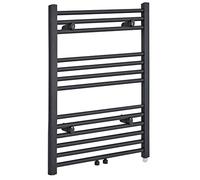 MILANO 400W Anthracite Round Bar Electric Heated Towel Rail 803 x 500mm | Steel Construction. Generous Heat Output. Contemporary Style. Round Bar Design. Hardwired Installation.