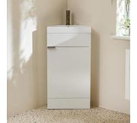 MILANO 450mm White Corner Bathroom Vanity Unit Gold Pull Handle