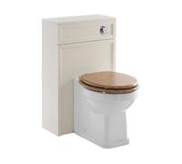 MILANO 500mm Antique White Toilet WC Unit Chrome Flush Button Oak Seat | Engineered Wood Unit. Ceramic Toilet. Traditional Style. Floorstanding Installation. Dual Flush Cistern. Assembly Required.