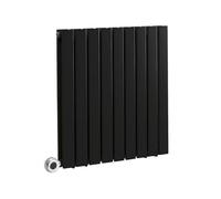 MILANO 800W Black Horizontal Double Flat Panel Electric Radiator 635x630mm | Steel Construction. Generous Heat Output. Contemporary Style. Double Panel Design. WiFi Control. UK Plug Fitted.