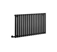 MILANO 800W Black Horizontal Single Oval Panel Electric Radiator 635x1000mm | Steel Construction. Generous Heat Output. Contemporary Style. Single Panel Design. Cable Cover. Hardwired Installation.