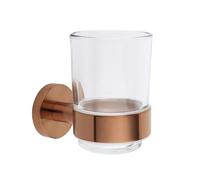 Milano Alara Modern Wall Mounted Bathroom Glass Toothbrush Tumbler Brushed Copper Holder