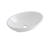 Milano Altham Modern White Ceramic Oval Countertop Bathroom Basin Sink - 520mm x 320mm