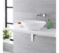 Milano Altham Oval Countertop Bathroom Basin Sink Wall Mounted Mixer Tap - 520mm x 320mm