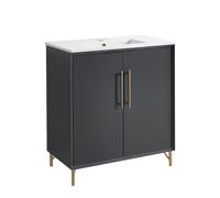 MILANO Anthracite 810mm Bathroom Vanity Unit Brushed Brass Bar Handle