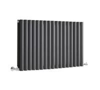 MILANO Anthracite Horizontal Double Oval Panel Radiator 600 x 1000mm