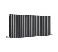 MILANO Anthracite Horizontal Double Oval Panel Radiator 600 x 1416mm | Steel Construction. Generous Heat Output. Contemporary Style. Double Panel Design. Central Heating Operation.