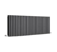 MILANO Anthracite Horizontal Double Oval Panel Radiator 600 x 1652mm