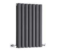 MILANO Anthracite Horizontal Double Oval Panel Radiator 635 x 413mm