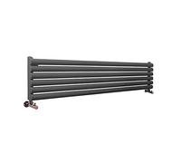 MILANO Anthracite Horizontal Single Oval Panel Radiator 354 x 1780mm | Steel Construction. Generous Heat Output. Contemporary Style. Single Panel Design. Central Heating Operation.