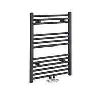 MILANO Anthracite Middle Connection Heated Towel Rail 803 x 500mm | Steel Construction. Generous Heat Output. Contemporary Style. Straight Bar Design. Central Heating Operation.