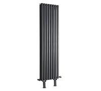MILANO Anthracite Vertical Double Oval Panel Radiator Feet 1600 x 472mm