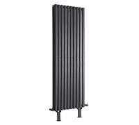 MILANO Anthracite Vertical Double Oval Panel Radiator Feet 1600 x 590mm