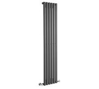 Milano Anthracite Vertical Single Oval Panel Radiator 1780 x 354mm | Steel Construction. Generous Heat Output. Contemporary Style. Single Panel Design. Central Heating Operation.