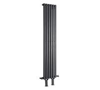 MILANO Anthracite Vertical Single Oval Panel Radiator Feet 1780 x 354mm | Steel Construction. Generous Heat Output. Contemporary Style. Single Panel Design. Central Heating Operation.