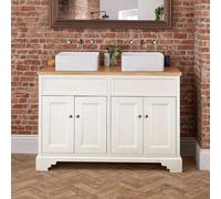 MILANO Antique White 1210mm Bathroom Vanity Unit Square Basin Bronze Handle