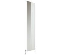 Milano Aris White Vertical Stepped Panel Aluminium Radiator Integral Mirror - 1800mm x 375mm