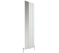 Milano Aris White Vertical Stepped Panel Aluminium Radiator Integral Mirror - 1800mm x 470mm