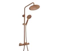 Milano Arlo Round Thermostatic Bar Valve Shower Head Multifunction Handset Bath Spout - Copper