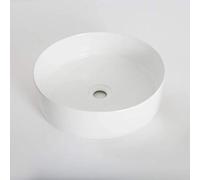 Milano Art Modern White Ceramic Round Countertop Bathroom Basin Sink - 395mm