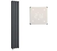 Milano Aruba 1000W Anthracite Vertical Double Oval Panel WiFi Electric Radiator - 1780mm x 236mm