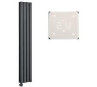 Milano Aruba 1000W Anthracite Vertical Double Oval Panel WiFi Electric Radiator - 1780mm x 236mm