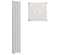 Milano Aruba 1000W White Vertical Double Oval Panel WiFi Electric Radiator - 1600mm x 236mm