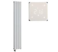 Milano Aruba 1000W White Vertical Double Oval Panel WiFi Electric Radiator - 1780mm x 236mm