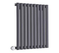 Milano Aruba 600W Anthracite Horizontal Single Oval Panel Electric Radiator - 635mm x 595mm