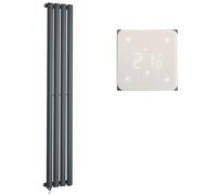 Milano Aruba 600W Anthracite Vertical Single Oval Panel WiFi Electric Radiator - 1600mm x 236mm