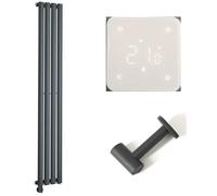 Milano Aruba 600W Anthracite Vertical Single Oval Panel WiFi Electric Radiator - 1780mm x 236mm