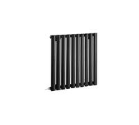Milano Aruba 600W Black Horizontal Single Oval Panel Electric Radiator - 635mm x 590mm