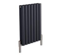 Milano Aruba Anthracite Horizontal Double Oval Panel Aluminium Radiator - 600mm x 410mm