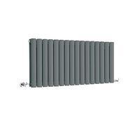 Milano Aruba Anthracite Horizontal Double Oval Panel Radiator - 400mm x 1000mm