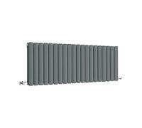 Milano Aruba Anthracite Horizontal Double Oval Panel Radiator - 400mm x 1180mm