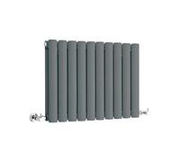 Milano Aruba Anthracite Horizontal Double Oval Panel Radiator - 400mm x 595mm